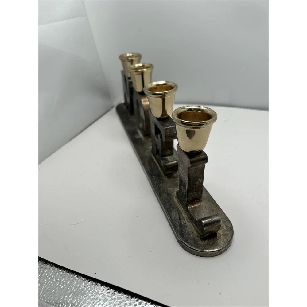 GODINGER Christmas‎ Candle Holder NOEL Holiday Silverplated Vintage Full Patina